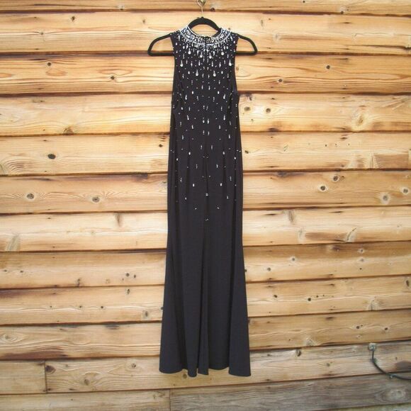 MAC DUGGAL 2260 Black High Neck Sleeveless Beaded Jersey Fitted Gown - Picture 9 of 12